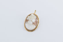 Load image into Gallery viewer, 14K Oval Vintage Carved Shell Cameo Victorian Pendant/Pin Yellow Gold