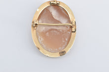 Load image into Gallery viewer, 14K Oval Vintage Carved Shell Cameo Victorian Pendant/Pin Yellow Gold