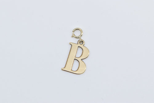 14K B Block Letter Initial Monogram Name Charm/Pendant Yellow Gold