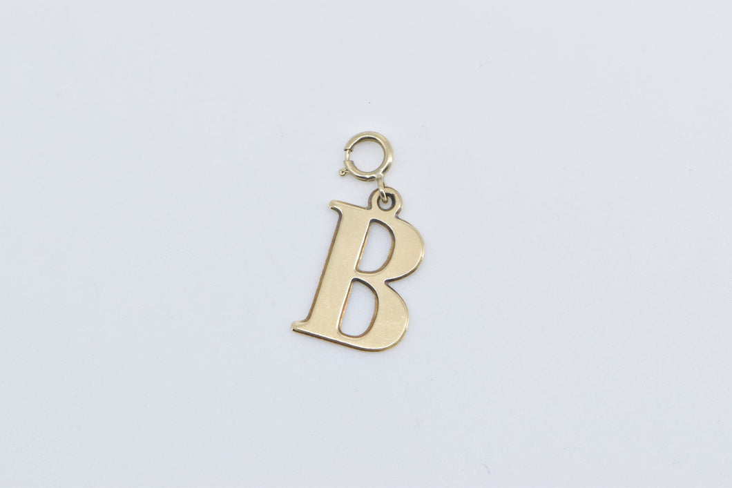 14K B Block Letter Initial Monogram Name Charm/Pendant Yellow Gold