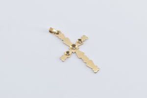 14K 1940's Diamond Cross Christian Faith Symbol Pendant Yellow Gold