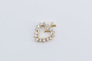 14K 0.50 Ctw Diamond Heart Love Symbol Pendant Yellow Gold