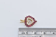 Load image into Gallery viewer, 14K Ruby Diamond Heart Classic Love Symbol Pendant Yellow Gold