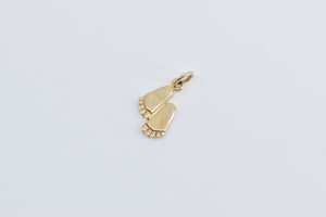 14K Foot Print Faith Symbol Religious Path Charm/Pendant Yellow Gold