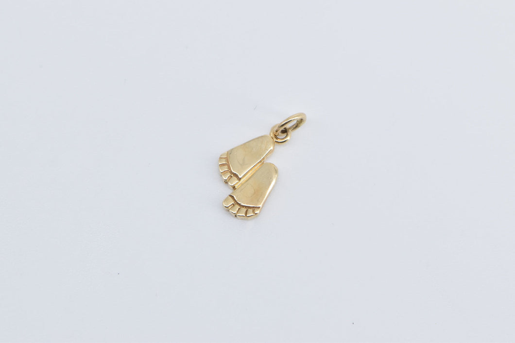 14K Foot Print Faith Symbol Religious Path Charm/Pendant Yellow Gold