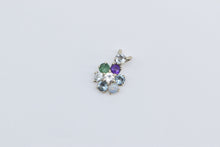 Load image into Gallery viewer, 14K Diamond Gem Flower Cluster Vintage Pendant White Gold