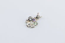 Load image into Gallery viewer, 14K Diamond Gem Flower Cluster Vintage Pendant White Gold