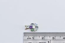 Load image into Gallery viewer, 14K Diamond Gem Flower Cluster Vintage Pendant White Gold