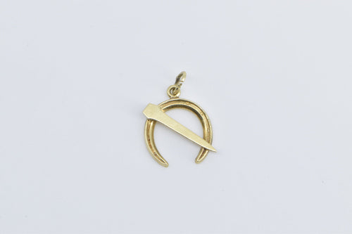 14K Horse Shoe Nail Farrier Equestrian Good Luck Charm/Pendant Yellow Gold