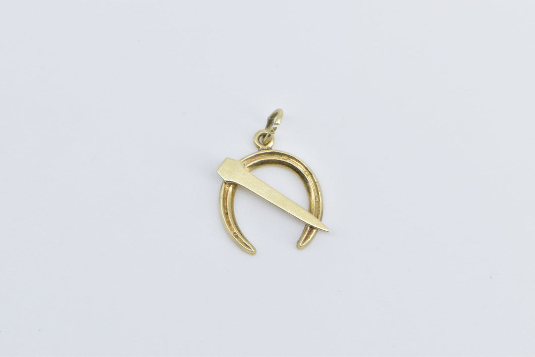 14K Horse Shoe Nail Farrier Equestrian Good Luck Charm/Pendant Yellow Gold