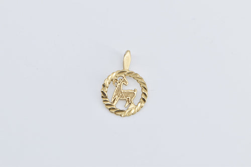 14K Ram Aries Zodiac Sign Symbol Astrology Charm/Pendant Yellow Gold