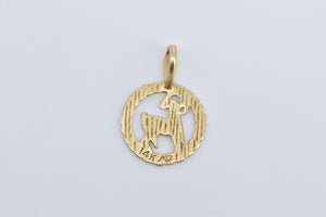 14K Ram Aries Zodiac Sign Symbol Astrology Charm/Pendant Yellow Gold