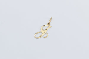 14K J Cursive Letter Monogram Initial Name Charm/Pendant Yellow Gold