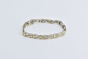 10K 1.43 Ctw Diamond Criss Cross Vintage Tennis Bracelet 6.75" Yellow Gold