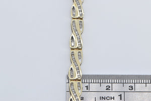 10K 1.43 Ctw Diamond Criss Cross Vintage Tennis Bracelet 6.75" Yellow Gold