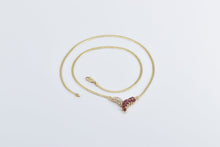 Load image into Gallery viewer, 14K Marquise Ruby Diamond Chevron Cluster Chain Necklace 17&quot; Yellow Gold