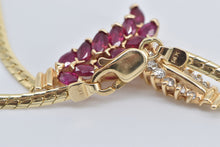 Load image into Gallery viewer, 14K Marquise Ruby Diamond Chevron Cluster Chain Necklace 17&quot; Yellow Gold