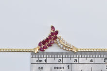 Load image into Gallery viewer, 14K Marquise Ruby Diamond Chevron Cluster Chain Necklace 17&quot; Yellow Gold