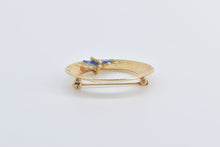 Load image into Gallery viewer, 14K Blue Enamel Butterfly Vintage Round Circle Pin/Brooch Yellow Gold