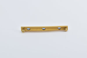 14K Oval Vintage Natural Sapphire Square Bar Pin/Brooch Yellow Gold