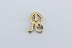 14K R Diamond Cursive Monogram Initial Name Charm/Pendant Yellow Gold