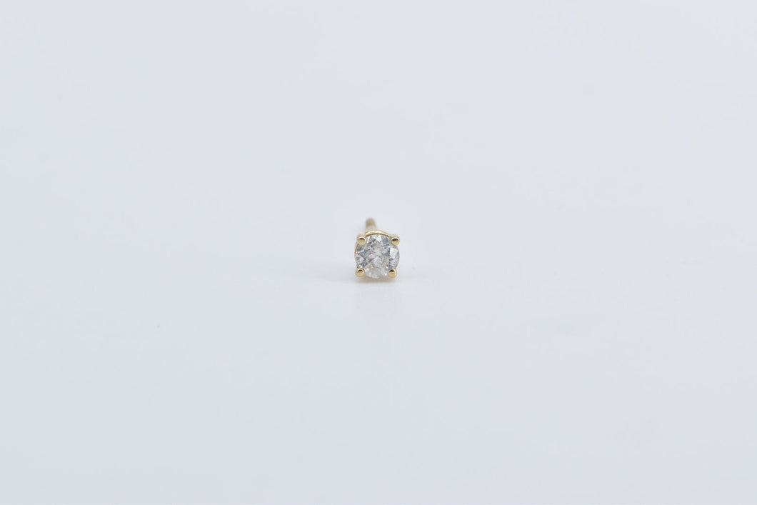 14K 0.10 Ct Diamond Solitaire Stud Single Earring Yellow Gold