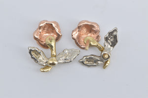 10K Black Hills Rose Flower Vintage Stud Earrings Yellow Gold