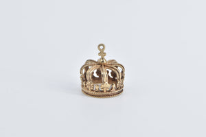 14K 3D Crown Jewels King Queen Symbol Royalty Charm/Pendant Yellow Gold