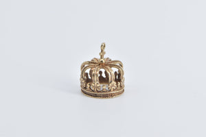 14K 3D Crown Jewels King Queen Symbol Royalty Charm/Pendant Yellow Gold