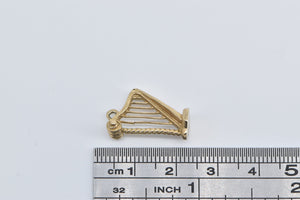 9K 3D Harp Stringed Instrument Music Musician Charm/Pendant Yellow Gold