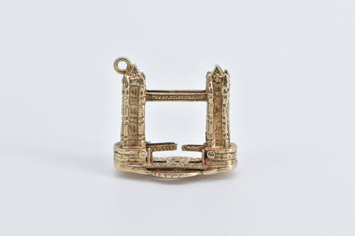 9K 3D Articulated London Tower Bridge Travel Unique Charm/Pendant Yellow Gold