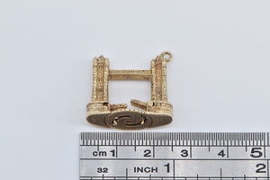 9K 3D Articulated London Bridge Travel Unique Charm/Pendant Yellow Gold