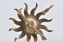 Load image into Gallery viewer, 10K Victorian Diamond Sun Flower Seed Pearl Pendant/Pin Yellow Gold