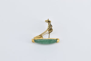 10K 3D Chinese Junk Ship Jade Sail Boat Charm/Pendant Yellow Gold