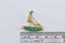 Load image into Gallery viewer, 10K 3D Chinese Junk Ship Jade Sail Boat Charm/Pendant Yellow Gold