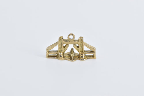 10K 3D London Bridge England Great Britain Travel Charm/Pendant Yellow Gold