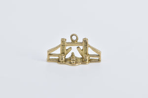 10K 3D London Bridge England Great Britain Travel Charm/Pendant Yellow Gold