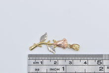 Load image into Gallery viewer, 10K Tri Tone Rose Diamond Cut Flower Vintage Pendant Yellow Gold