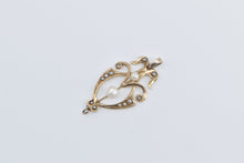 Load image into Gallery viewer, 10K Victorian Seed Pearl Drop Ornate Decorative Pendant Yellow Gold