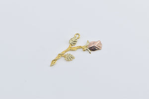 10K Rose Two Tone Romantic Flower Valentine Charm/Pendant Yellow Gold