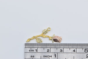 10K Rose Two Tone Romantic Flower Valentine Charm/Pendant Yellow Gold