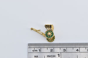 10K 3D Covered Rickshaw Vintage Cart Enamel Charm/Pendant Yellow Gold