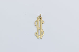 10K Dollar Sign Cash Money Big Bucks Symbol Charm/Pendant Yellow Gold