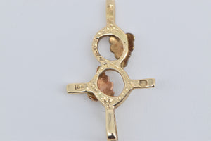 10K Black Hills Leaf Cross Christian Faith Charm/Pendant Yellow Gold