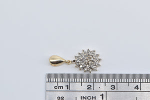 10K 0.50 Ctw Diamond Tear Drop Cluster Vintage Pendant Yellow Gold