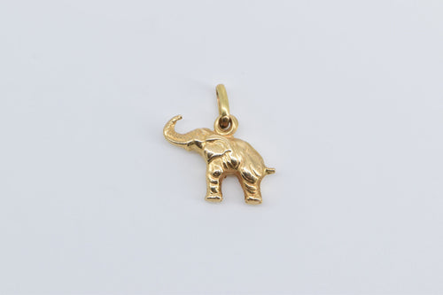 18K 3D Ornate Elephant Memory Symbol Charm/Pendant Yellow Gold