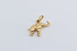 18K 3D Ornate Elephant Memory Symbol Charm/Pendant Yellow Gold