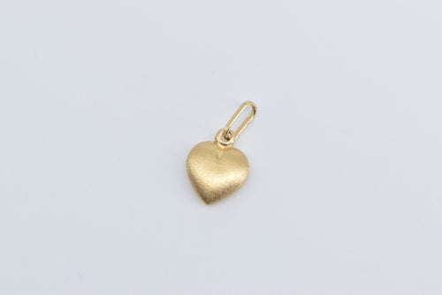 18K Puffy Heart Love Symbol Vintage Forget Me Not Charm/Pendant Yellow Gold