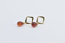 Load image into Gallery viewer, 14K Vintage Square Garnet Tear Drop Fashion Earrings Yellow Gold