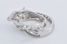 Load image into Gallery viewer, 14K Baguette Diamond Twist Oval Fashion Hoop Earrings White Gold